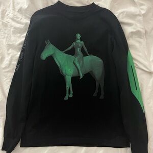 Beyoncé Renaissance Tour Black Long Sleeve Shirt with Green Horse Graphic Medium
